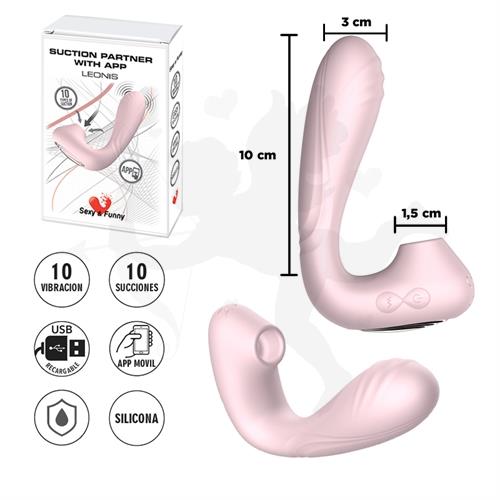 Estimulador de punto G con succionador de clitoris con control via APP y bateria recargable